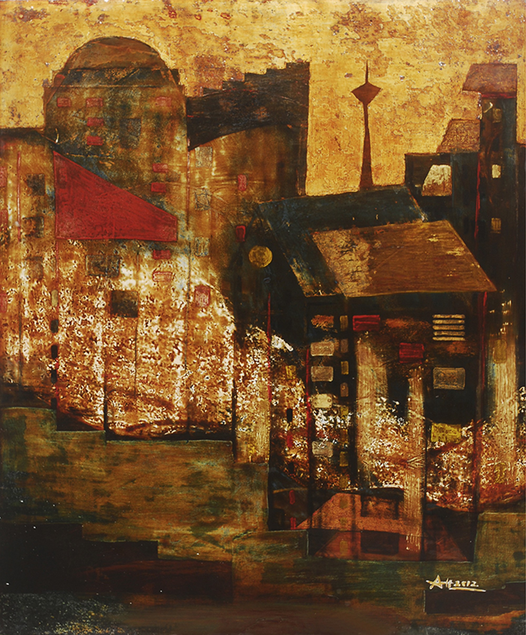 Nguyen Xuan Anh, Moon City Lacquer on Wood Nguyen Xuan Anh, Moon City Lacquer on Wood