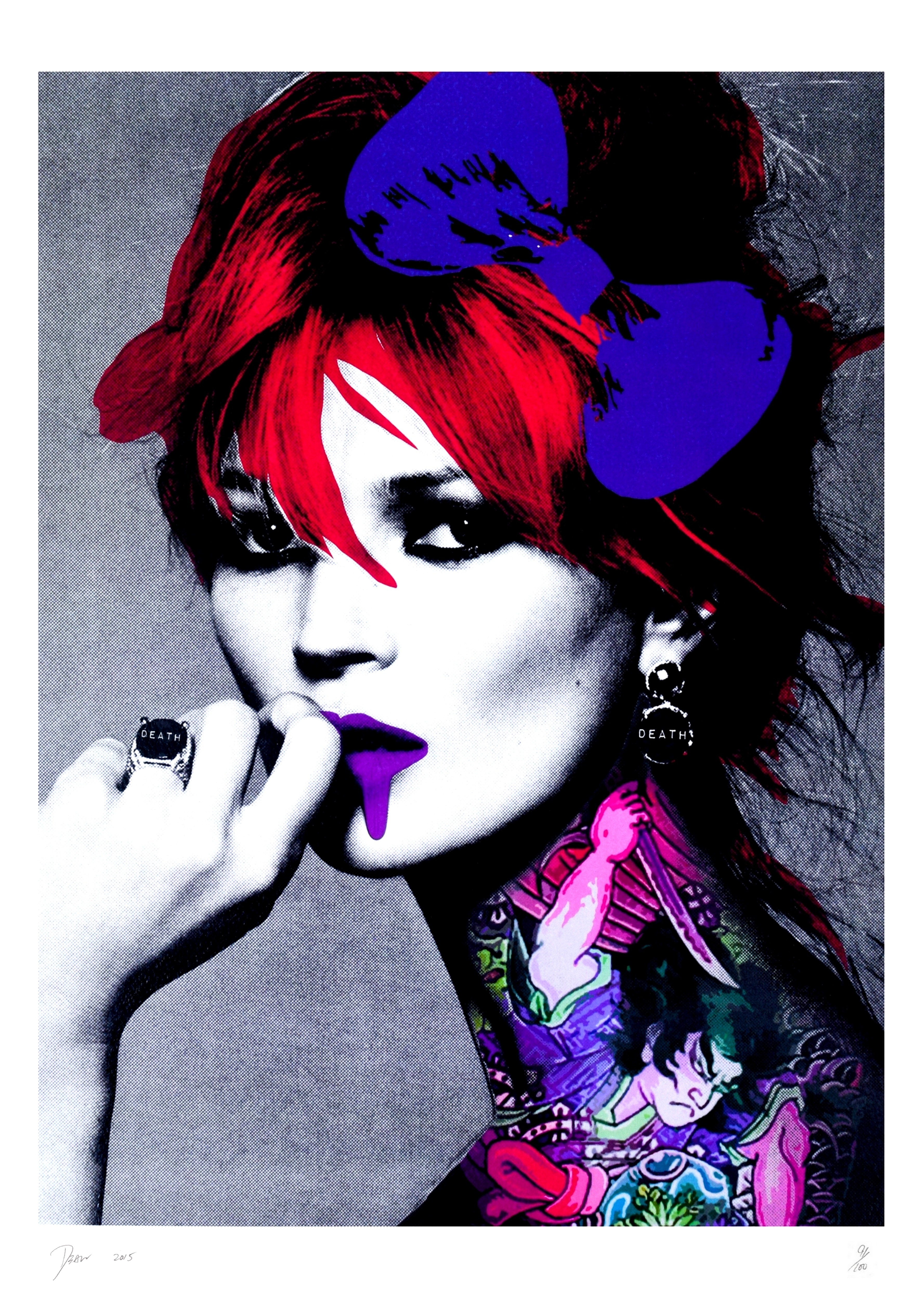 Death NYC, Kate Moss Drip Tattoo Blue Death NYC, Kate Moss Drip Tattoo Blue