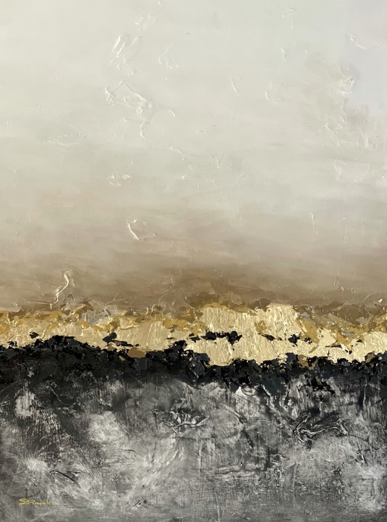 Evening Glow Poetic Landscape Black Gold Champagne By Daniela Pasqualini 21 Painting Artsper