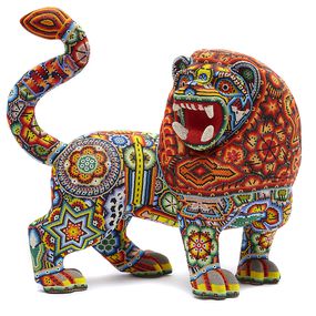 ▷ Leon - Lion - hand beaded by Sergio Bautista de la Cruz, 2020 | Sculpture  | Artsper (997374)