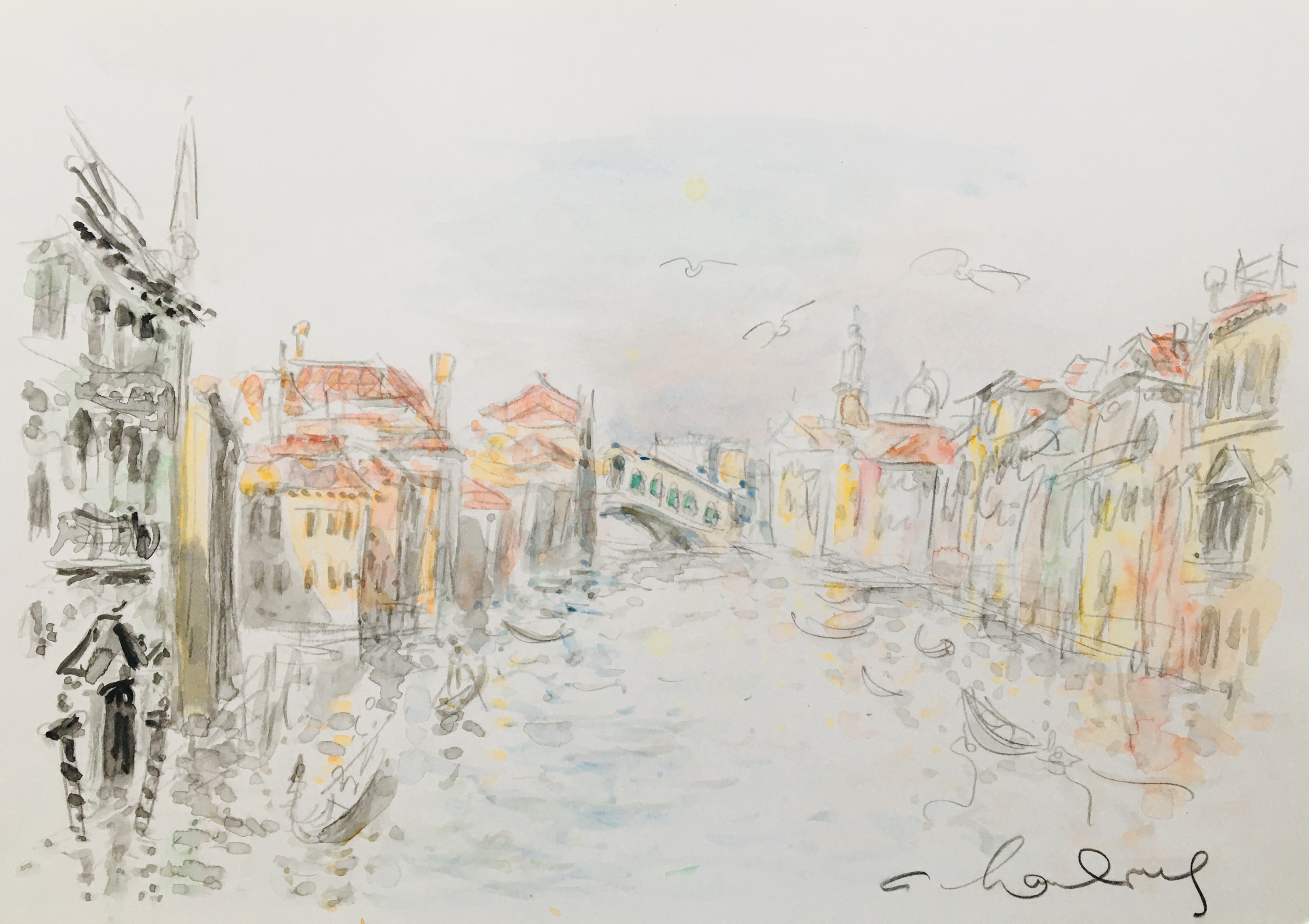 André Hambourg, Le Rialto sur le Grand Canal, Venise André Hambourg, Le Rialto sur le Grand Canal, Venise